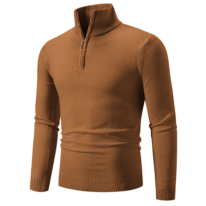 Pull-over col roulé homme – Pull zippé élégant en laine pour hiver chic