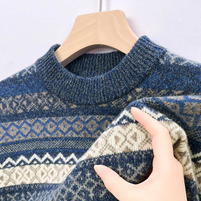 Pull rétro homme – Sweatshirt vintage à col rond et style décontracté