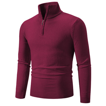 Pull-over col roulé homme – Pull zippé élégant en laine pour hiver chic