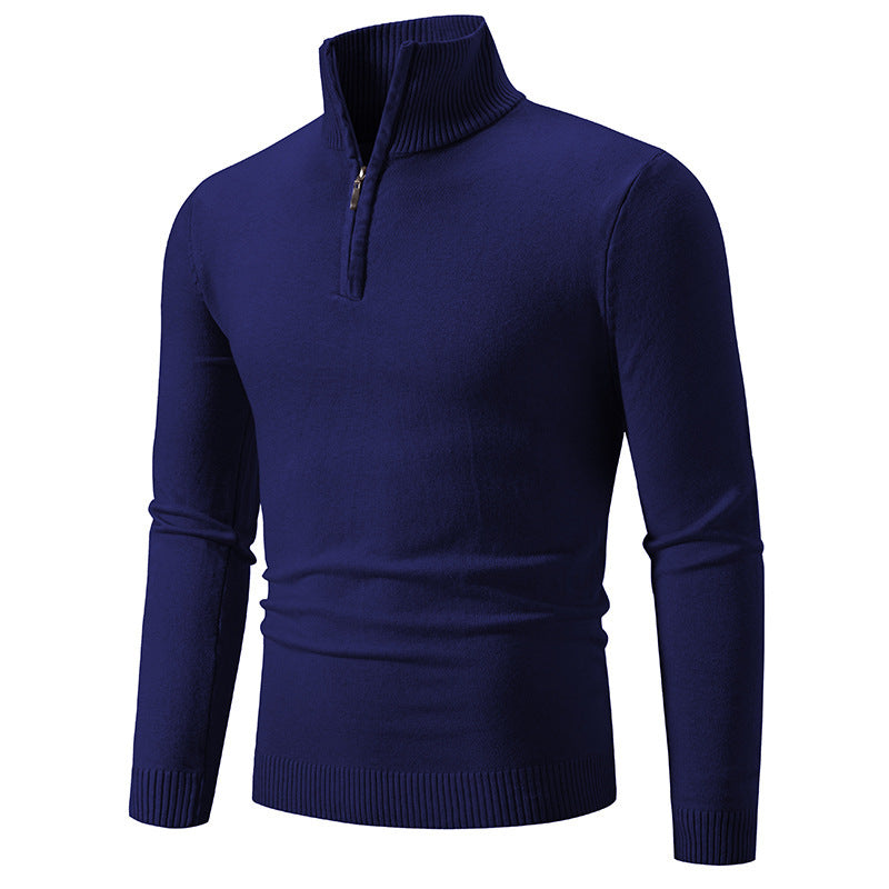 Pull-over col roulé homme – Pull zippé élégant en laine pour hiver chic