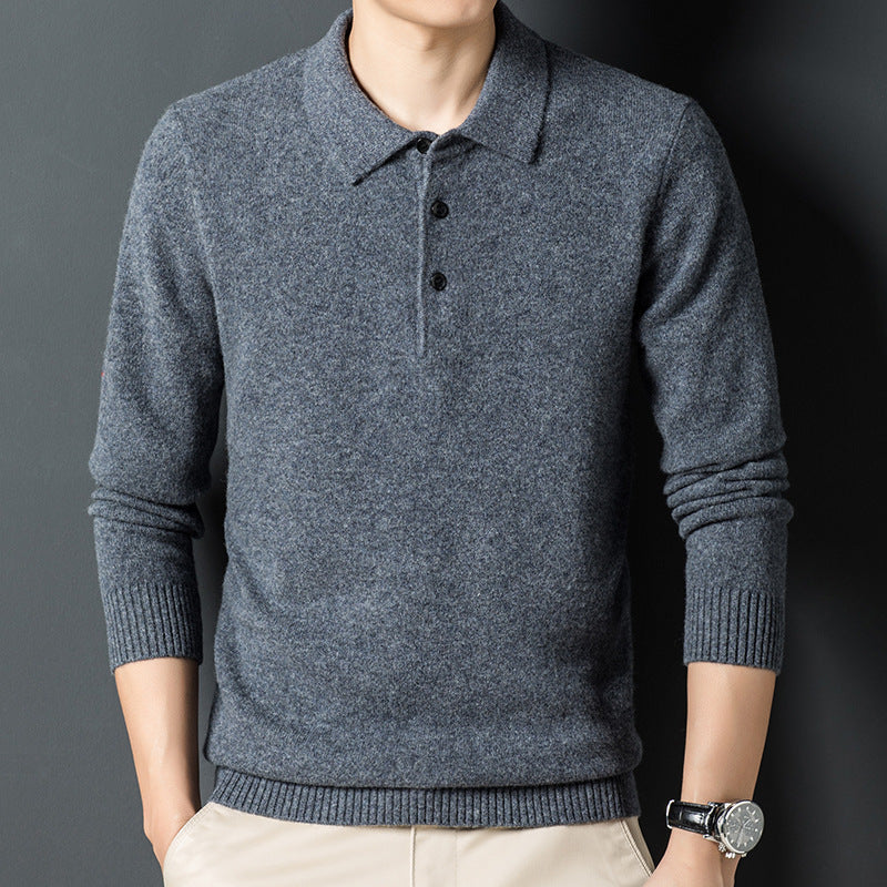 Polopull homme – Pull en coton doux à col rond pour casual et sport