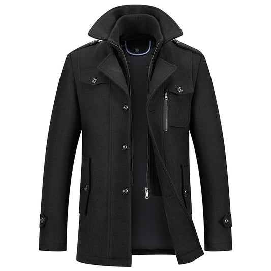 Manteau homme col double – Veste élégante en laine pour hiver chic