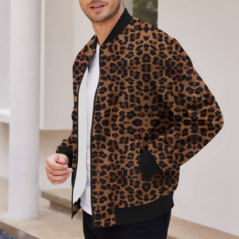 Veste bomber homme léopard – Veste tendance avec fermeture éclair et style unique