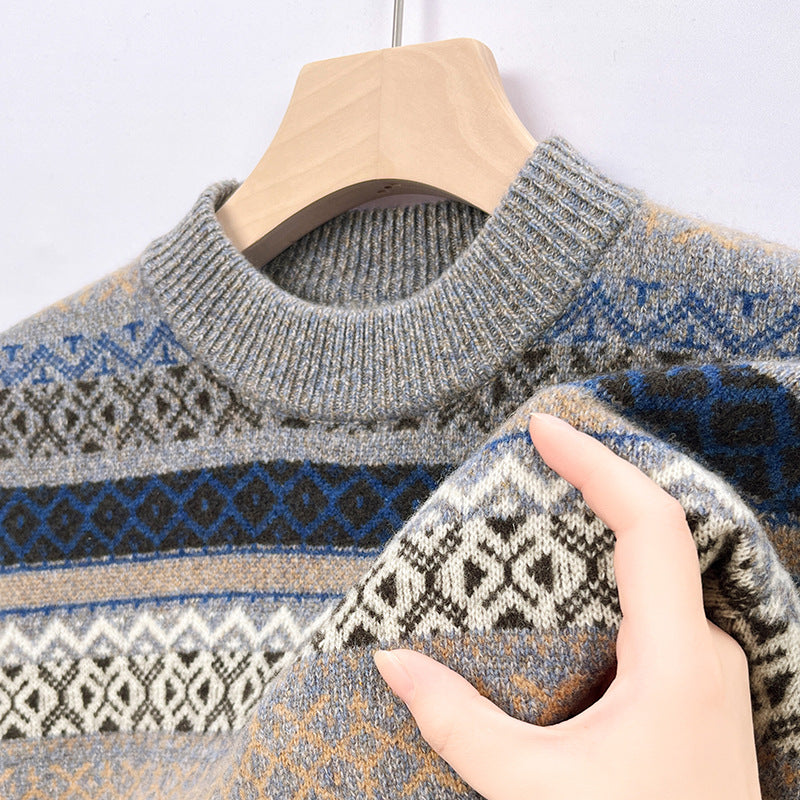 Pull rétro homme – Sweatshirt vintage à col rond et style décontracté