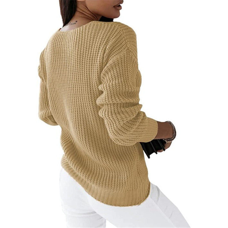 Pull en tricot chaud femme – Pull confortable en laine doux et élégant pour hiver