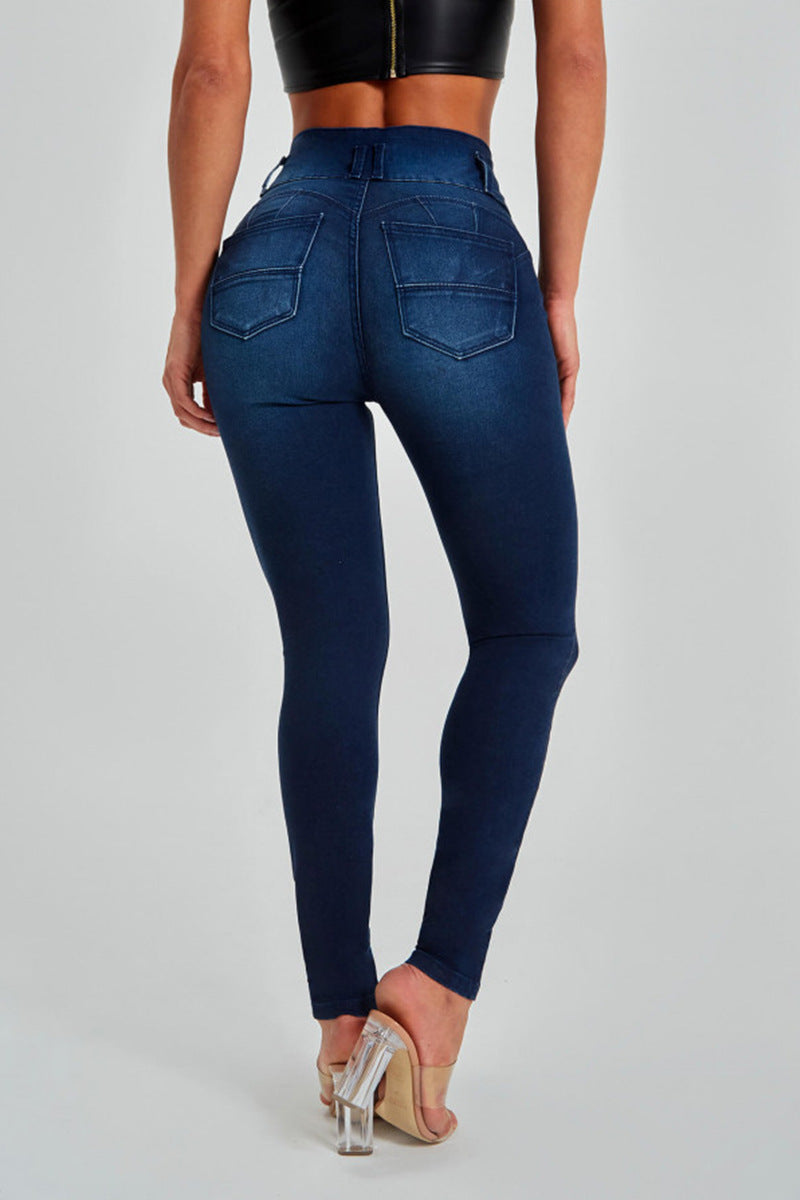 Jean skinny femme taille haute – Pantalon ajusté en denim stretch élégant