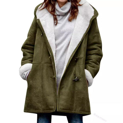 Manteau Duffle femme – Manteau chaud en laine à capuche pour hiver chic