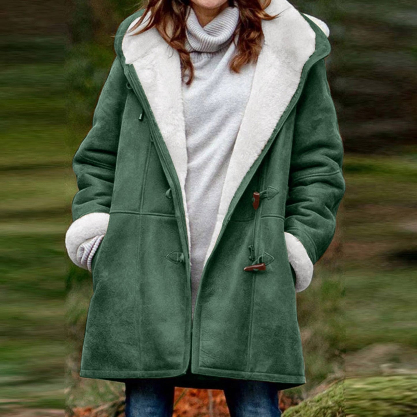 Manteau Duffle femme – Manteau chaud en laine à capuche pour hiver chic