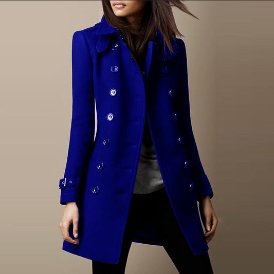 Trench-coat femme élégant – Manteau long chic en laine pour automne hiver