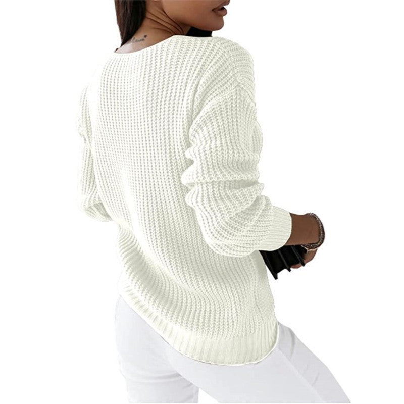 Pull en tricot chaud femme – Pull confortable en laine doux et élégant pour hiver