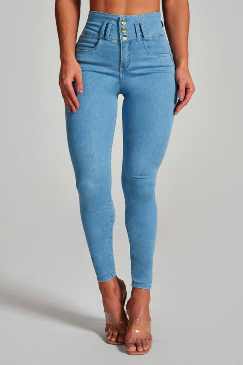 Jean skinny femme taille haute – Pantalon ajusté en denim stretch élégant