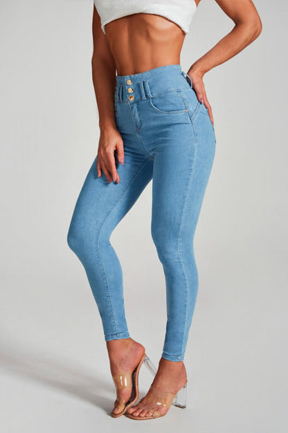 Jean skinny femme taille haute – Pantalon ajusté en denim stretch élégant