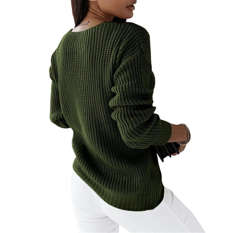 Pull en tricot chaud femme – Pull confortable en laine doux et élégant pour hiver