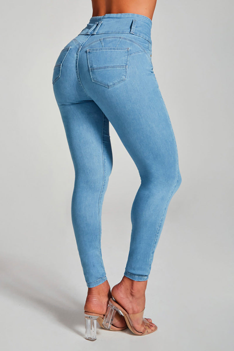 Jean skinny femme taille haute – Pantalon ajusté en denim stretch élégant