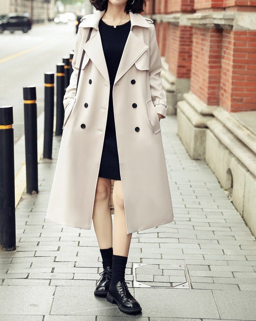 Trench-coat femme – Manteau double boutonnage élégant pour automne hiver