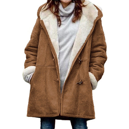 Manteau Duffle femme – Manteau chaud en laine à capuche pour hiver chic