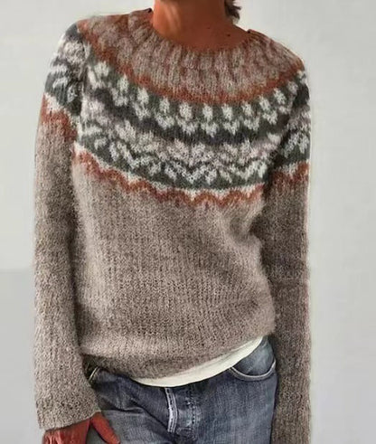 Pull en tricot vintage femme – Pull doux et élégant à manches longues pour automne