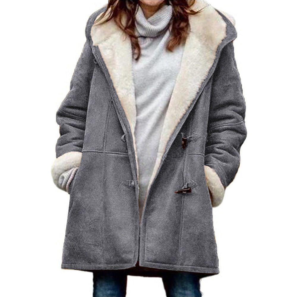 Manteau Duffle femme – Manteau chaud en laine à capuche pour hiver chic