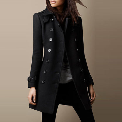 Trench-coat femme élégant – Manteau long chic en laine pour automne hiver