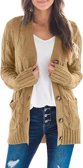 Gilet tricoté femme – Gilet élégant avec boutons pour look décontracté chic