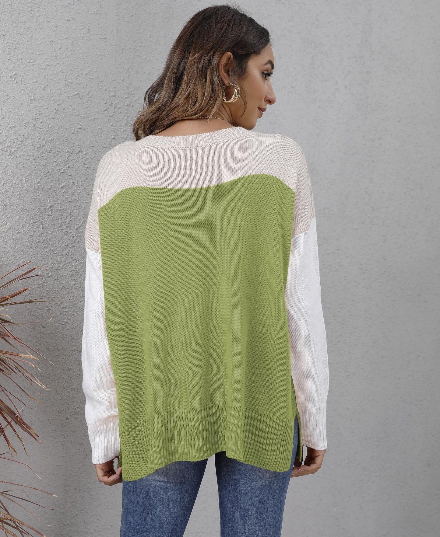 Pull bicolore femme – Pull élégant en laine doux pour look décontracté chic