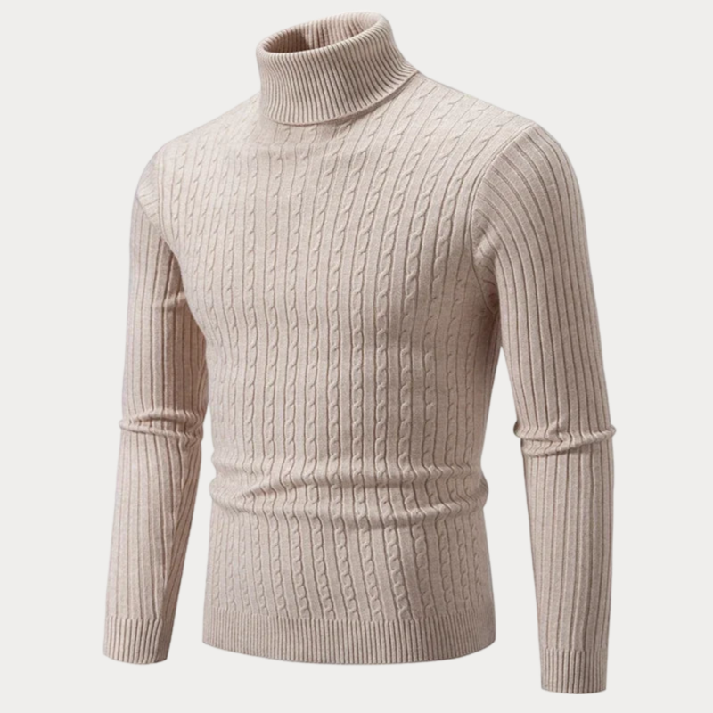 Pull col roulé ajusté homme – Pull en laine doux et élégant pour hiver