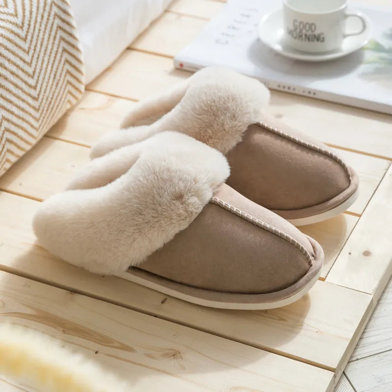 Chaussons doux femme – Pantoufles confortables en velours pour maison