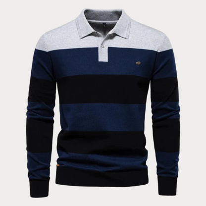 Pull homme col rayé – Pull élégant en maille confortable pour toutes occasions