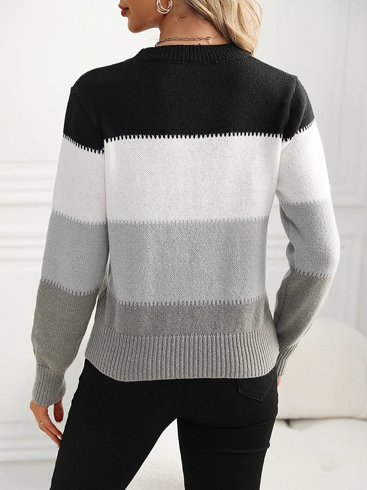 Pull en tricot femme – Pull doux et chaud à manches longues pour hiver