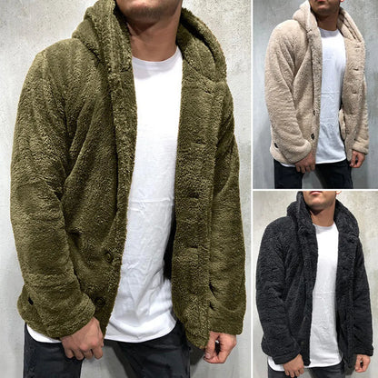 Manteau à capuche homme – Veste douillette en polaire pour hiver et détente