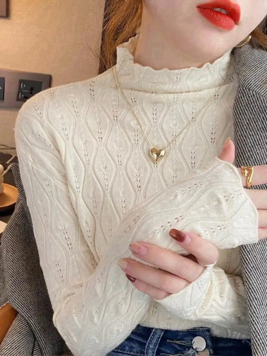 Pull femme col roulé mi-haut – Pull élégant en laine doux et chaud pour hiver