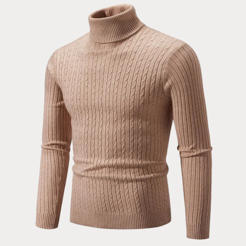 Pull col roulé ajusté homme – Pull en laine doux et élégant pour hiver