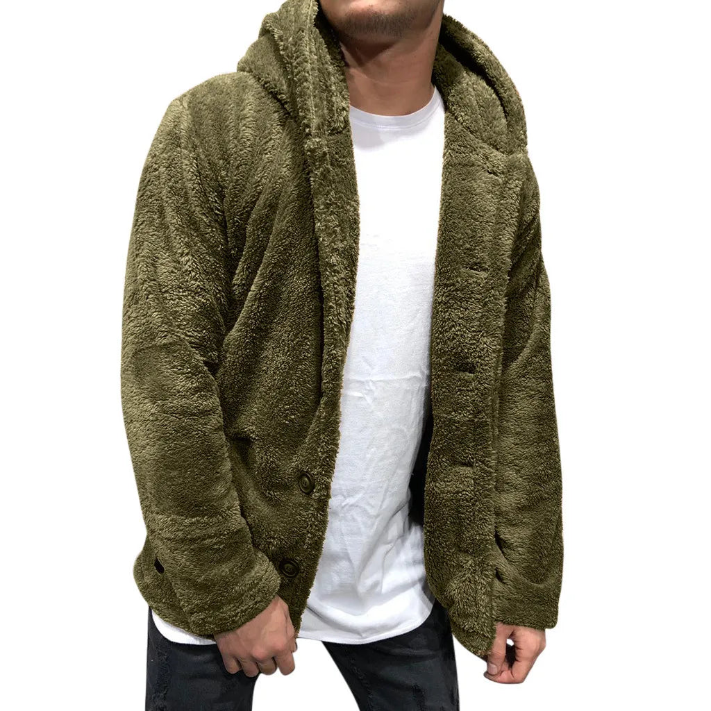 Manteau à capuche homme – Veste douillette en polaire pour hiver et détente