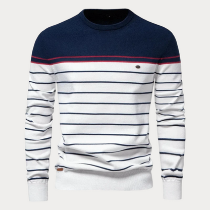 Pull rayé homme – Pull col rond en coton doux et confortable pour l'hiver