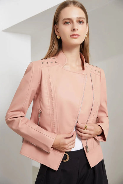 Veste en cuir femme – Veste élégante en cuir noir pour soirée et quotidien