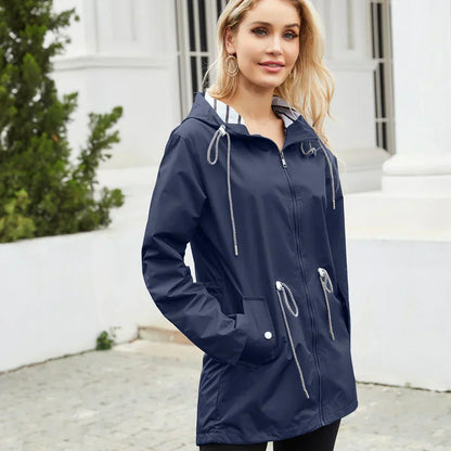 Veste coupe-vent femme – Veste légère avec capuche et poches latérales chic