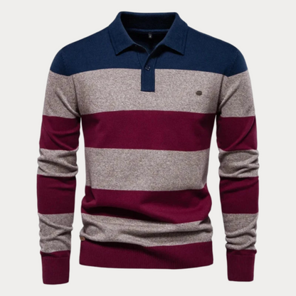 Pull homme col rayé – Pull élégant en maille confortable pour toutes occasions