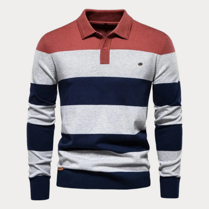 Pull homme col rayé – Pull élégant en maille confortable pour toutes occasions