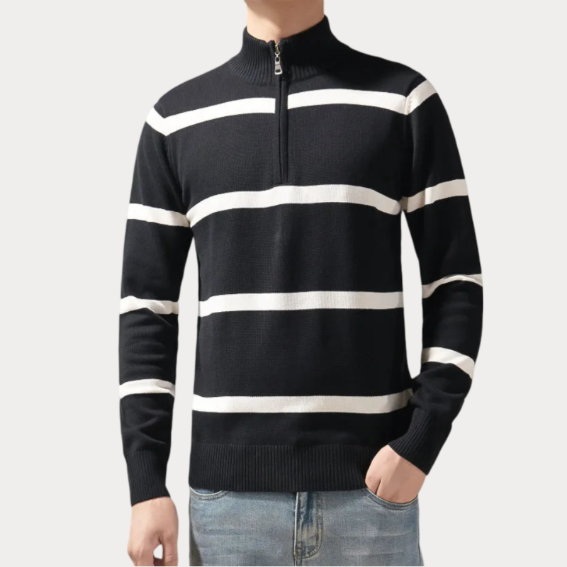 Pull col roulé homme – Pull rayé stylé en coton pour look décontracté chic