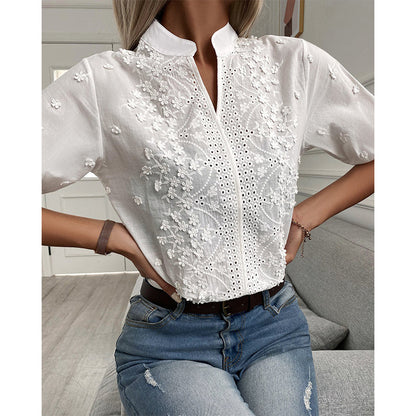 Blouse femme – Chemisier élégant en coton léger à manches longues chic