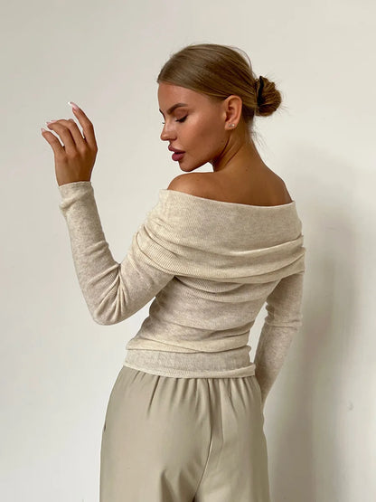 Pull sans épaules femme – Pull élégant à manches dénudées pour soirée et casual