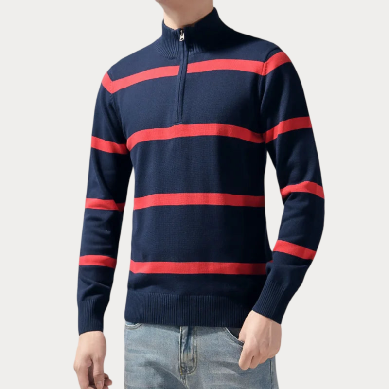 Pull col roulé homme – Pull rayé stylé en coton pour look décontracté chic