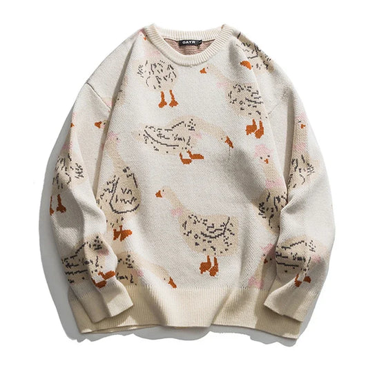 Pull homme imprimé canard – Sweatshirt tendance en coton doux et décontracté