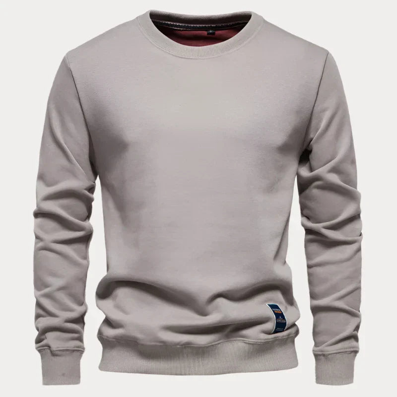 Pull col rond homme – Sweat-shirt uni confortable en coton pour casual chic