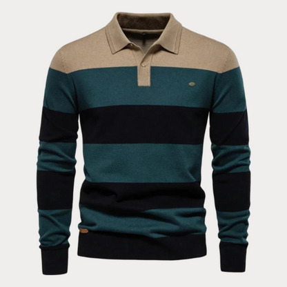 Pull homme col rayé – Pull élégant en maille confortable pour toutes occasions