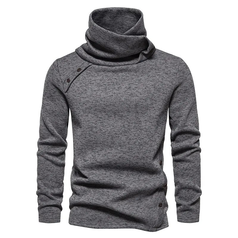 Pull col roulé homme – Pull à boutons design élégant pour hiver et casual