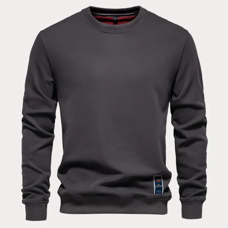 Pull col rond homme – Sweat-shirt uni confortable en coton pour casual chic