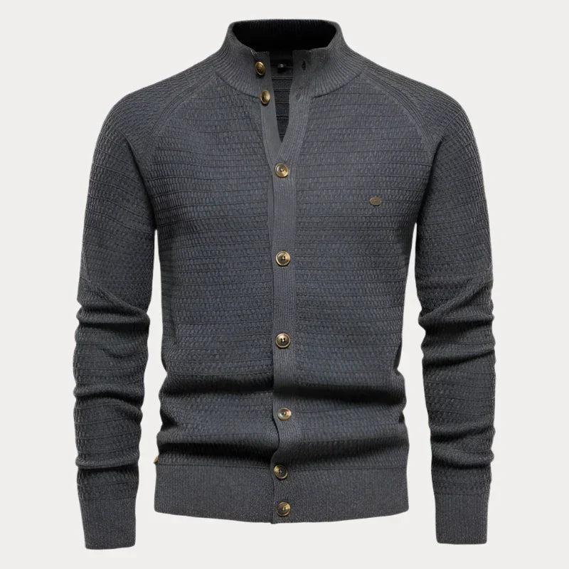 Pull homme avec patte de boutonnage – Pull élégant en coton pour automne hiver