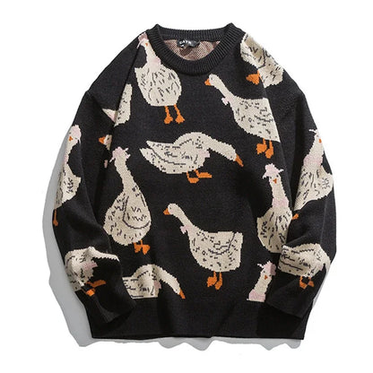 Pull homme imprimé canard – Sweatshirt tendance en coton doux et décontracté