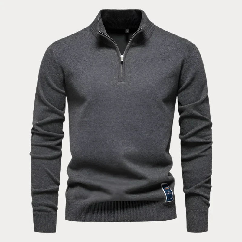 Pull homme avec fermeture éclair quart – Sweatshirt élégant et confortable en coton